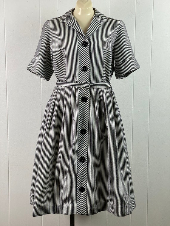 Vintage dress, 1940s dress, seersucker dress, cot… - image 2