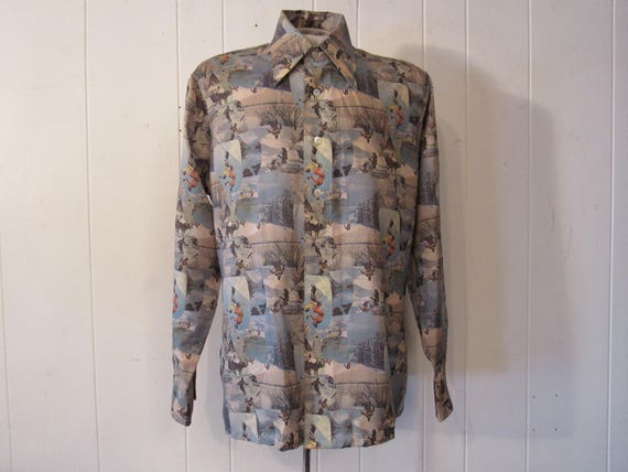 Vintage shirt, Disco shirt, vintage 1970s shirt, r