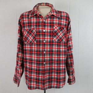 Vintage shirt, flannel shirt, cotton flannel shirt, plaid shirt, 1970s shirt, vintage clothing, size extra large