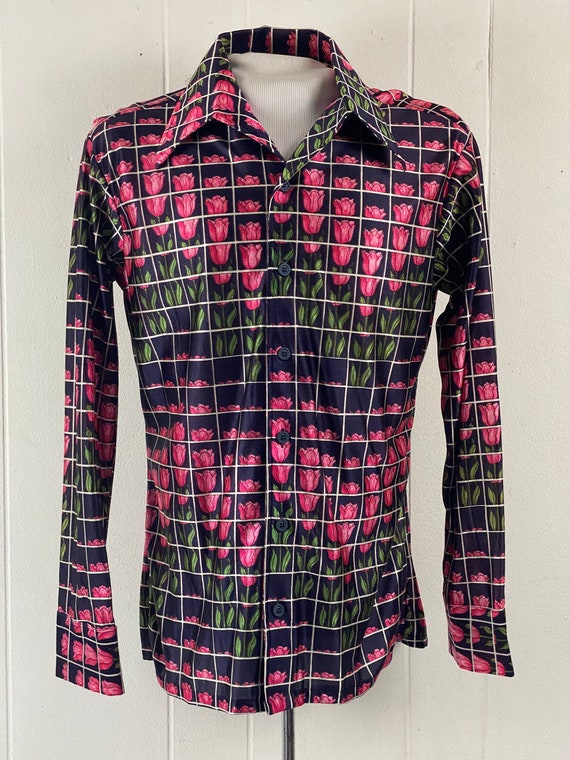 Vintage shirt, size large, disco shirt, 1970s shi… - image 2