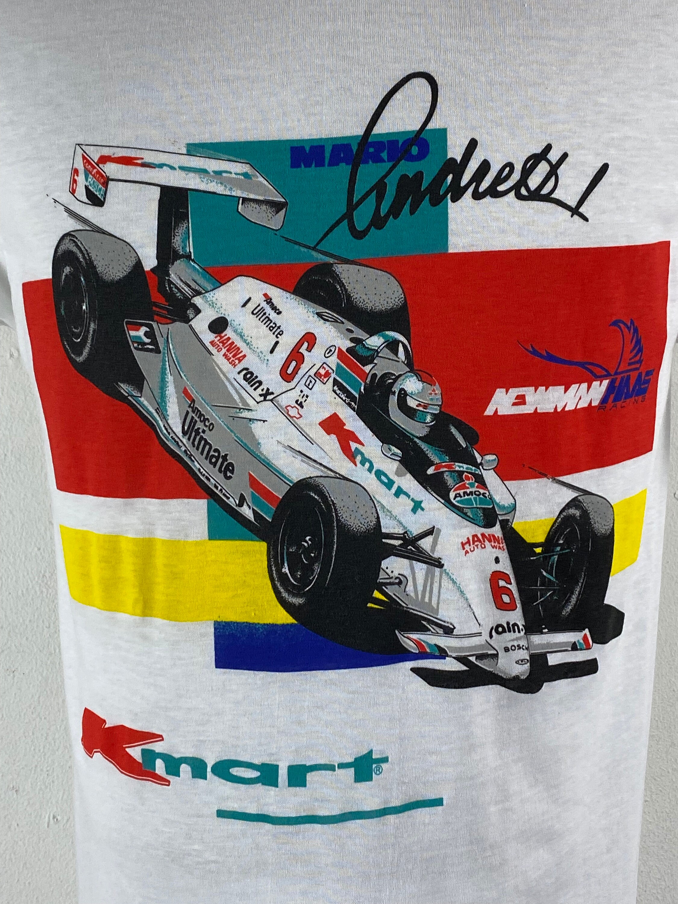 Vintage T Shirt, Size Large, 1980s T-shirt, Mario Andretti T