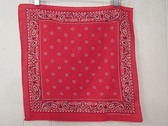 Vintage bandana, red bandana, 1940s 1950s bandana,