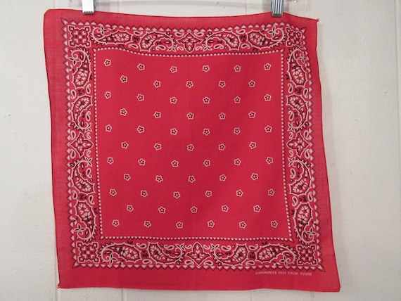 Vintage bandana, red bandana, 1940s 1950s bandana… - image 1