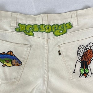 Vintage Levi&#39;s, embroidered jeans, vintage jeans, vintage clothing, Rock pants, Levis big E, big E pants, YES jeans, Hippie pants, 32 X 33