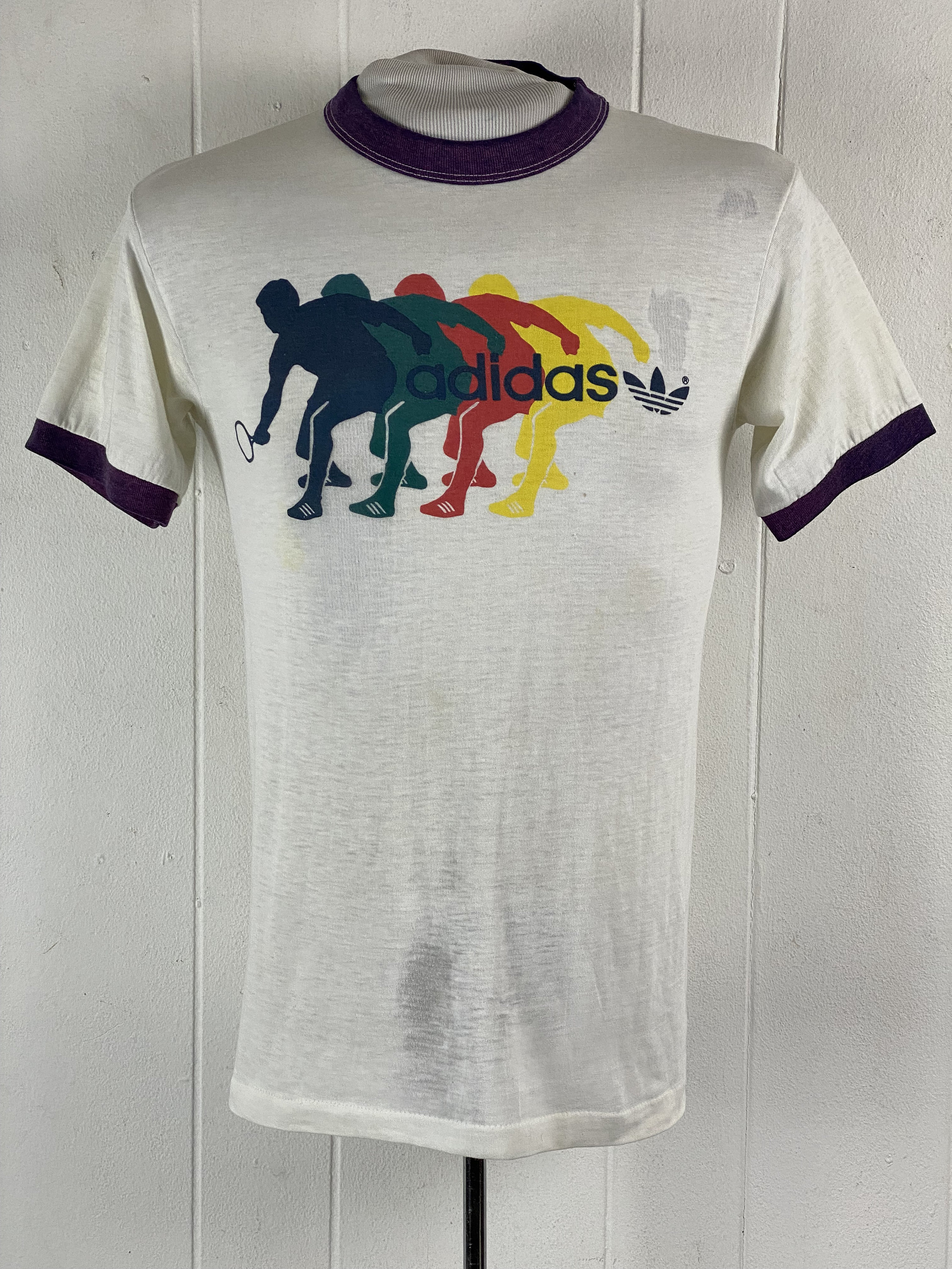 Vintage T-shirt, Adidas T Shirt, 1980s Adidas T Shirt, 1980s T Shirt, ADIDAS TREFOIL, Rainbow T Shirt, Tennis, Vintage Clothing, Medium - Etsy il fullxfull.4266762451 2hjj