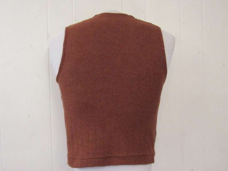 Vintage vest, 1950s vest, Gabardine vest, Rayon vest, brown vest, vintage clothing, size small image 4