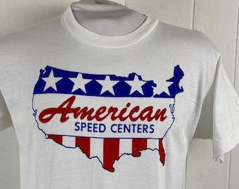 Vintage T-Shirt, 1980er T-Shirt, Rennwagen T-Shirt, American Speed Centers T-Shirt, Hot Rod T-Shirt, Dragster, Vintage Kleidung, Größe XL, NOS
