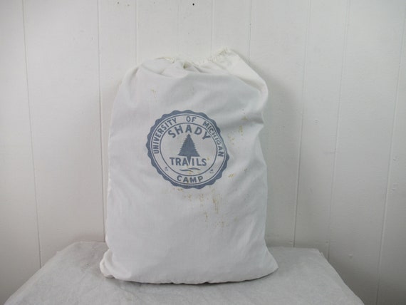 Vintage bag, cotton bag, 1950s bag, laundry bag, … - image 1