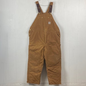 Vintage Overall, 46 "X 29", Carhartt Overall, brauner Enten-Denim, Carhartt Latzhose, 1980er Jahre Carhartt, Vintage-Kleidung, Vintage Arbeitskleidung