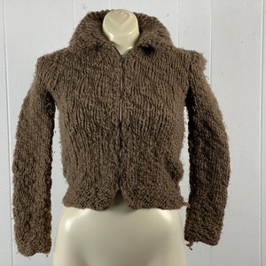 Vintage cardigan, size small, 1950s cardigan, hand knit sweater, fluffy nubby sweater, 50s sweater, vintage clothing image 1