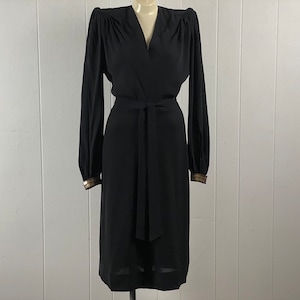 Vintage dress, size medium, 1930s dress, put sleeve dress, silk dress, open sleeve dress,  evening dress, metal cuffs, vintage clothing