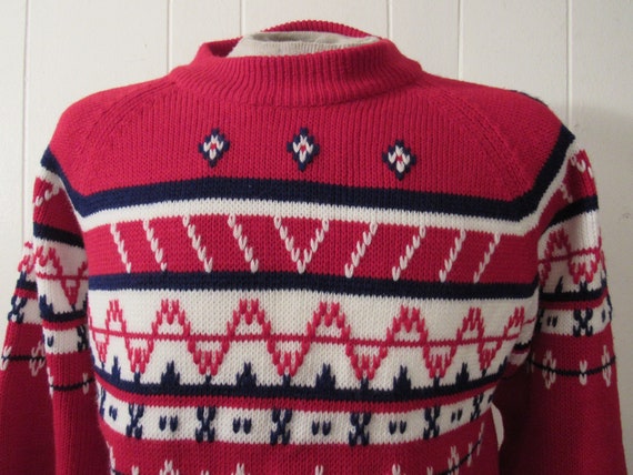 Vintage sweater, 1960s sweater, ski sweater, red … - image 2