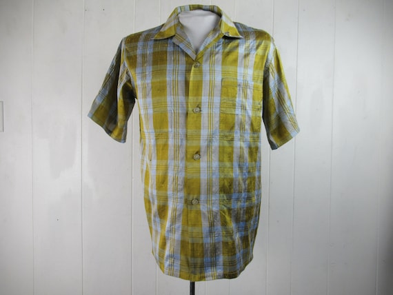 Vintage shirt, 1950s shirt, metallic shirt, silk s