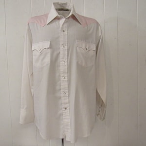 Vintage shirt, cowboy shirt, pink and white shirt, western shirt, Sand and Sage, vintage clothing, large