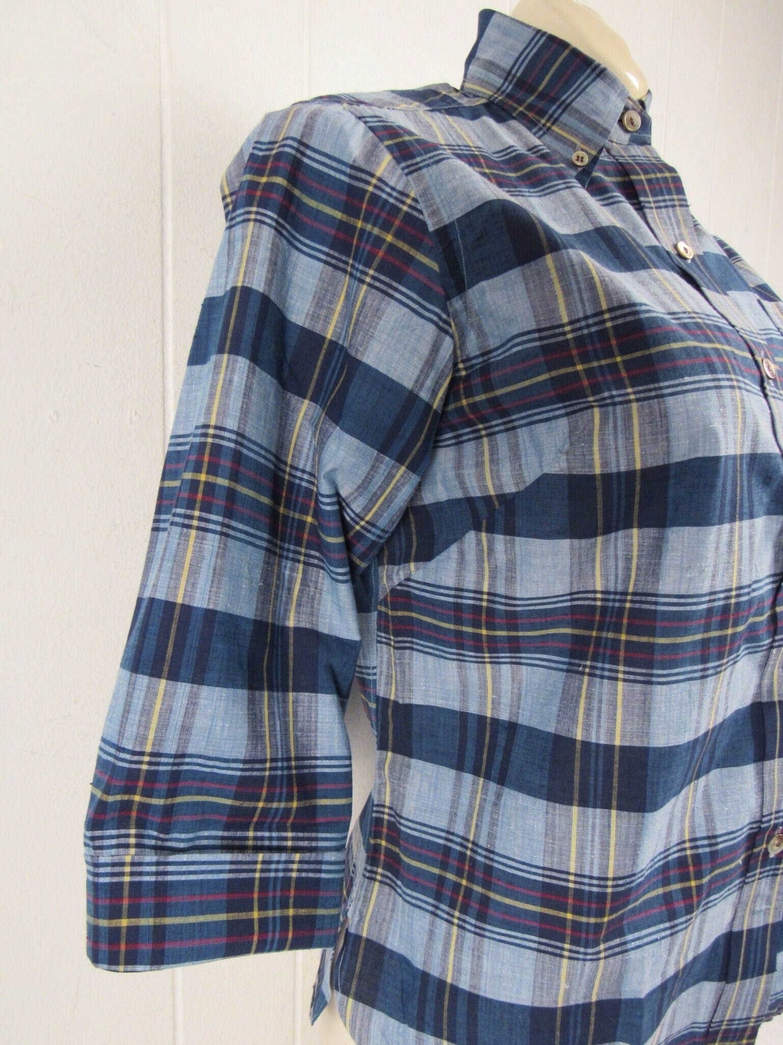 Vintage Shirt, M, Madras Shirt, 1960s Shirt, Madras Plaid Vintage Shirt, M, Madras Shirt, 1960s Shirt, Madras Plaid