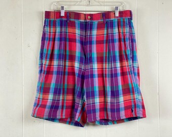 Polo Madras shorts, size 34, Ralph Lauren shorts, Classic Golf Shorts, Ralph Lauren shorts, 1970s 1980s plaid shorts, vintage clothing