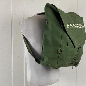 Zaino vintage, zaino anni &#39;60, borsa di tela, borsa da campeggio, Kumfort Canvas Boy Pack, Byer Orono Maine, bagaglio vintage, bisaccia, Frederick