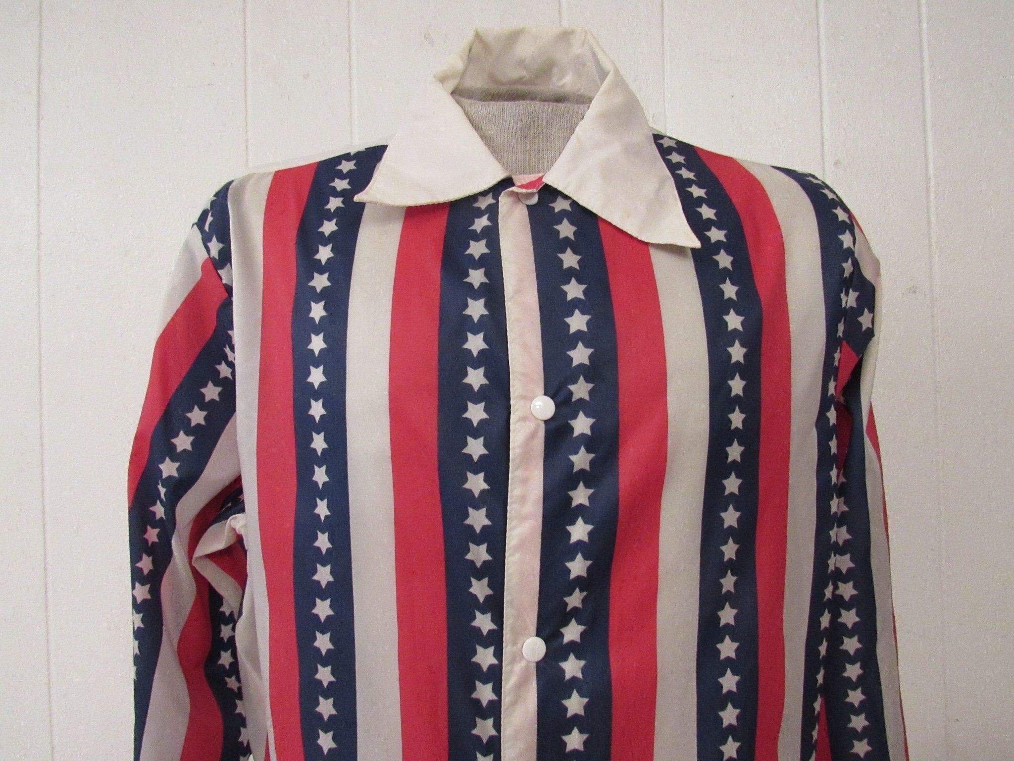 Vintage Jacket, Flag Jacket, Racing Jacket, Red White and Blue, Racing ...