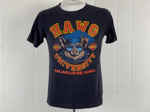Vintage T Shirt, Hawg University T Shirt, 3D Emblem T Shirt