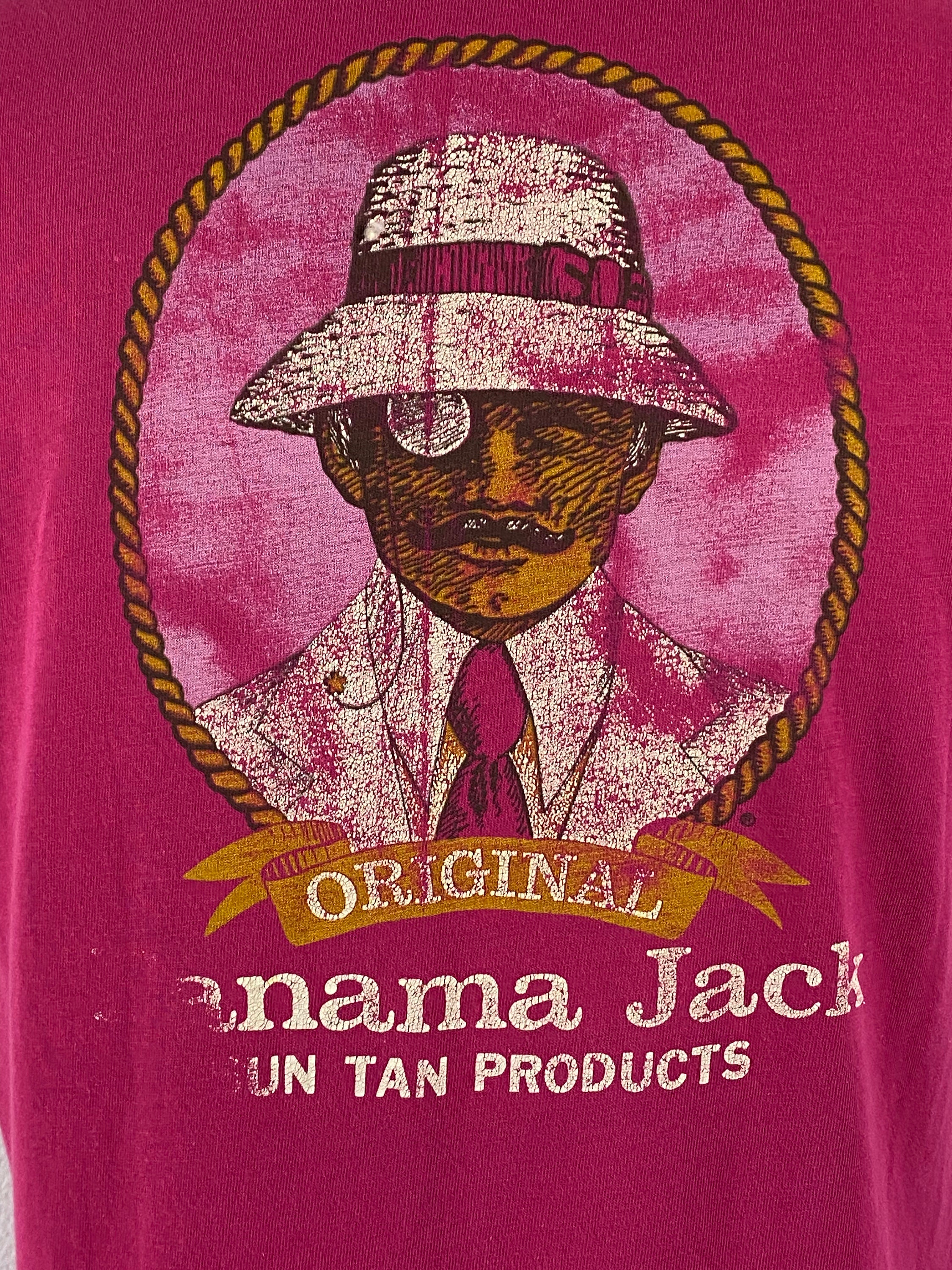 80s　USA製　PANAMA JACK　ビンテージ　Tシャツ　菫　金　色彩美 80s USA製 PANAMA JACK ビンテージ Tシャツ 菫 金 色彩美