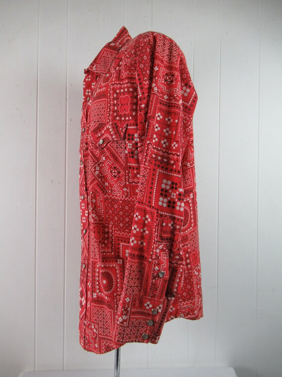 Vintage shirt, 1960s shirt, bandana shirt, cowboy shirt, western shirt, vintage clothing, size large View 3