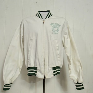 Vintage jacket, 1940s jacket, Michigan State jacket, school jacket, stadium jacket, MSU, vintage clothing, size medium