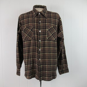 Vintage shirt, flannel shirt, cotton flannel shirt, plaid shirt, 1960s shirt, vintage clothing, size large