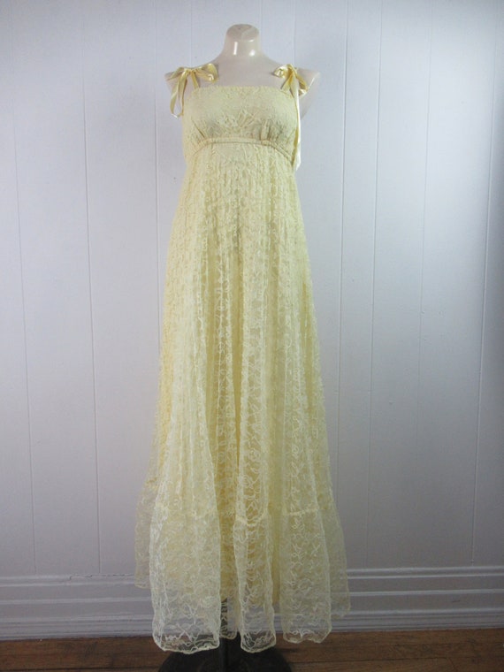 Vintage dress, yellow dress, 1960s dress, lace dr… - image 4
