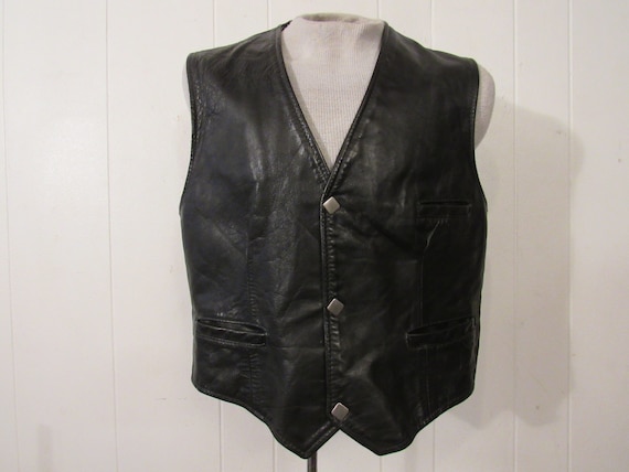 Vintage vest, leather vest, motorcycle vest, Brook