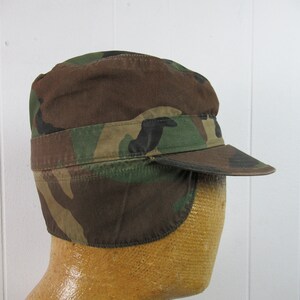 Vintage hat, camo hat, Army hat, camouflage hat, military hat, hat with ear flaps, vintage clothing, size small, size 7