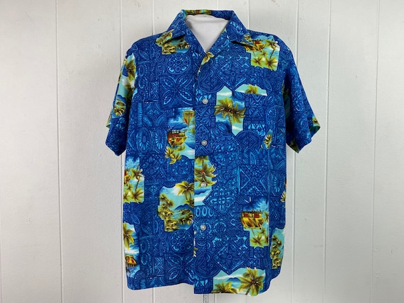 トップス 60s vintage rayon ALOHA shirt Vintage Rare 60s Hawaiian Floral Rayon Silky Long Sleeve