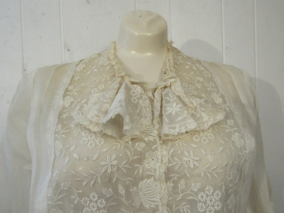Vintage blouse, victorian shirt, sheer shirt, lac… - image 2