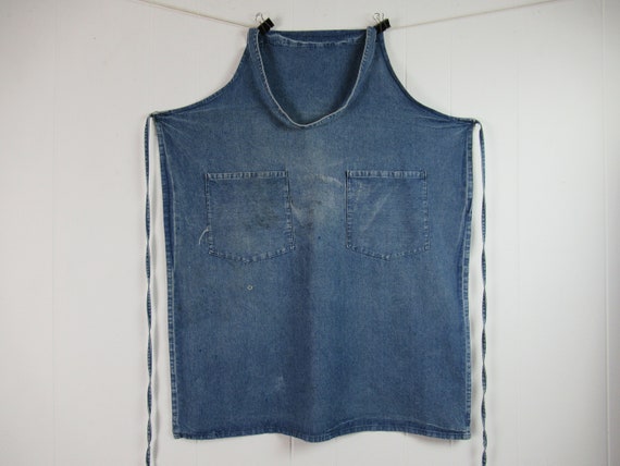 Vintage apron, denim apron, 1950s apron, vintage w
