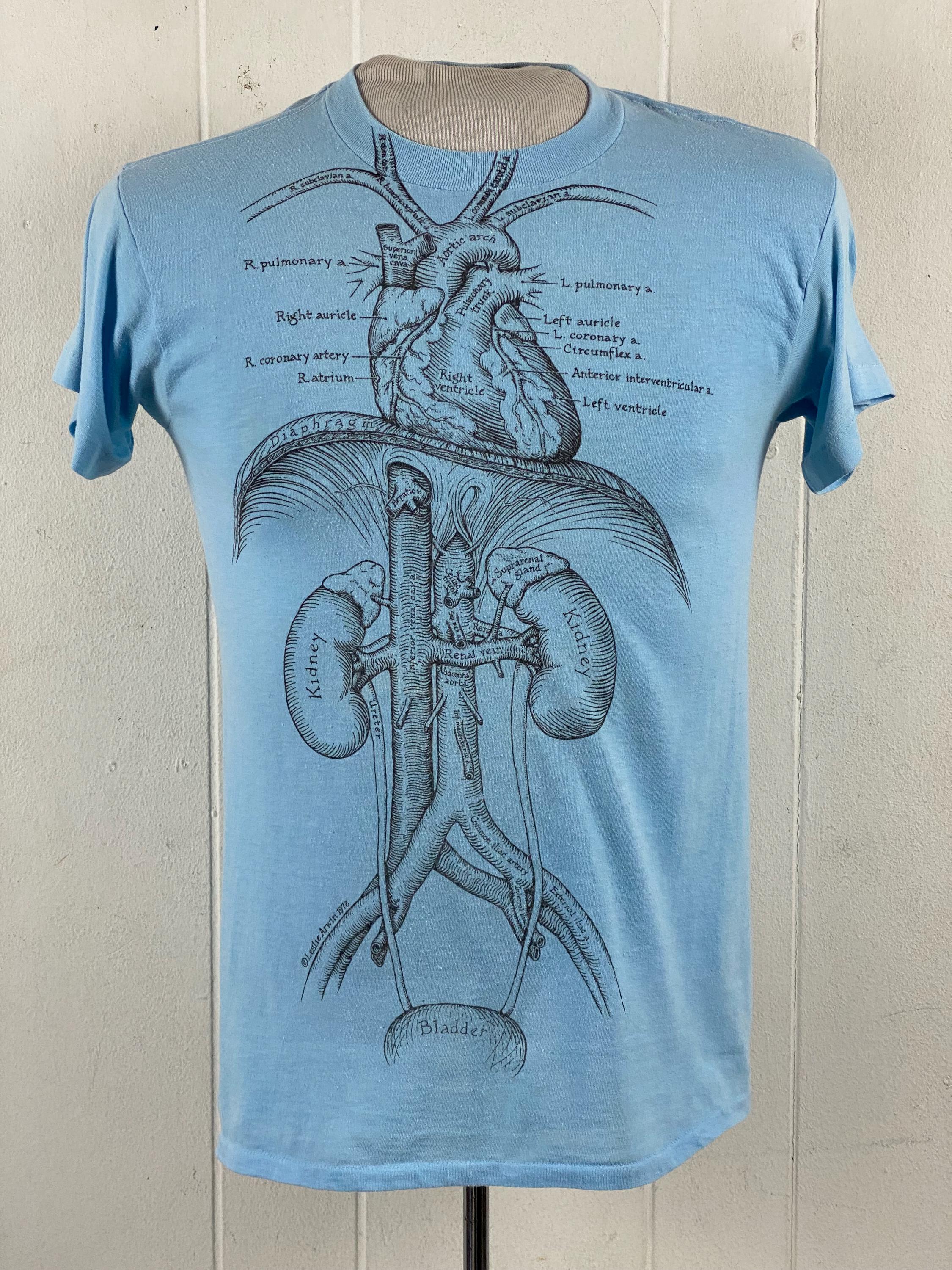 Vintage T Shirt, Size Medium, Anatomy T Shirt, 1970s T Shirt