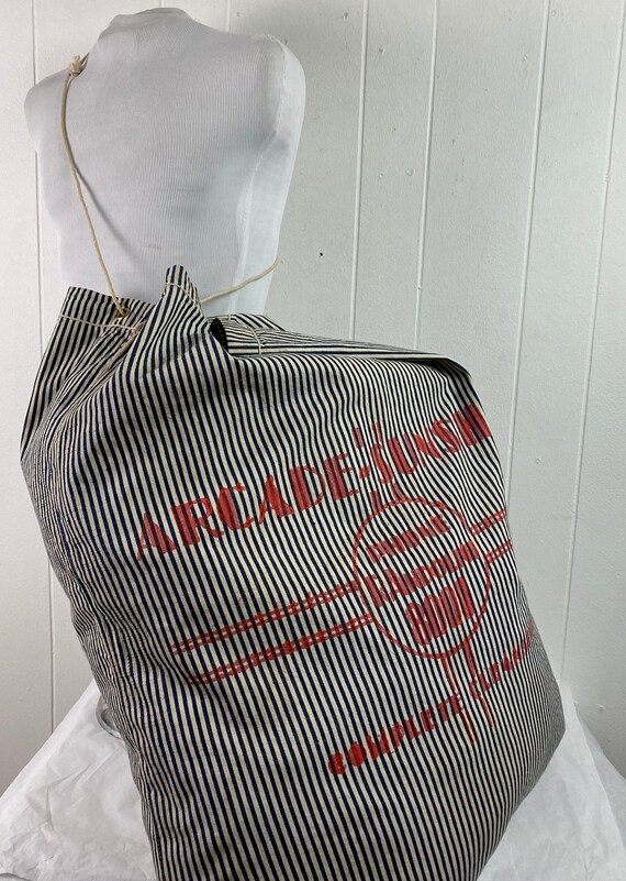 Vintage bag, 1930s denim bag, hickory stripe bag,… - image 9