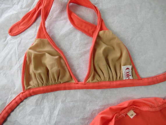 80’s 90’s Balconette Bustier Neon Color Block Bikini Swimsuit Top Juniors  Large