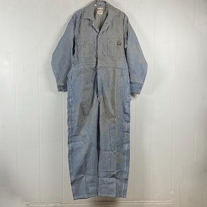 OshKosh coveralls, size 44, vintage coveralls, Hickory Stripe denim coveralls, 1960s coveralls, vintage workwear, vintage clothing, NOS, NWT