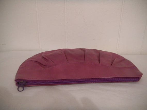 Vintage purse, vintage clutch, purple leather pur… - image 2