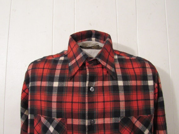 Vintage shirt, 1970s shirt, cotton flannel, plaid… - image 2