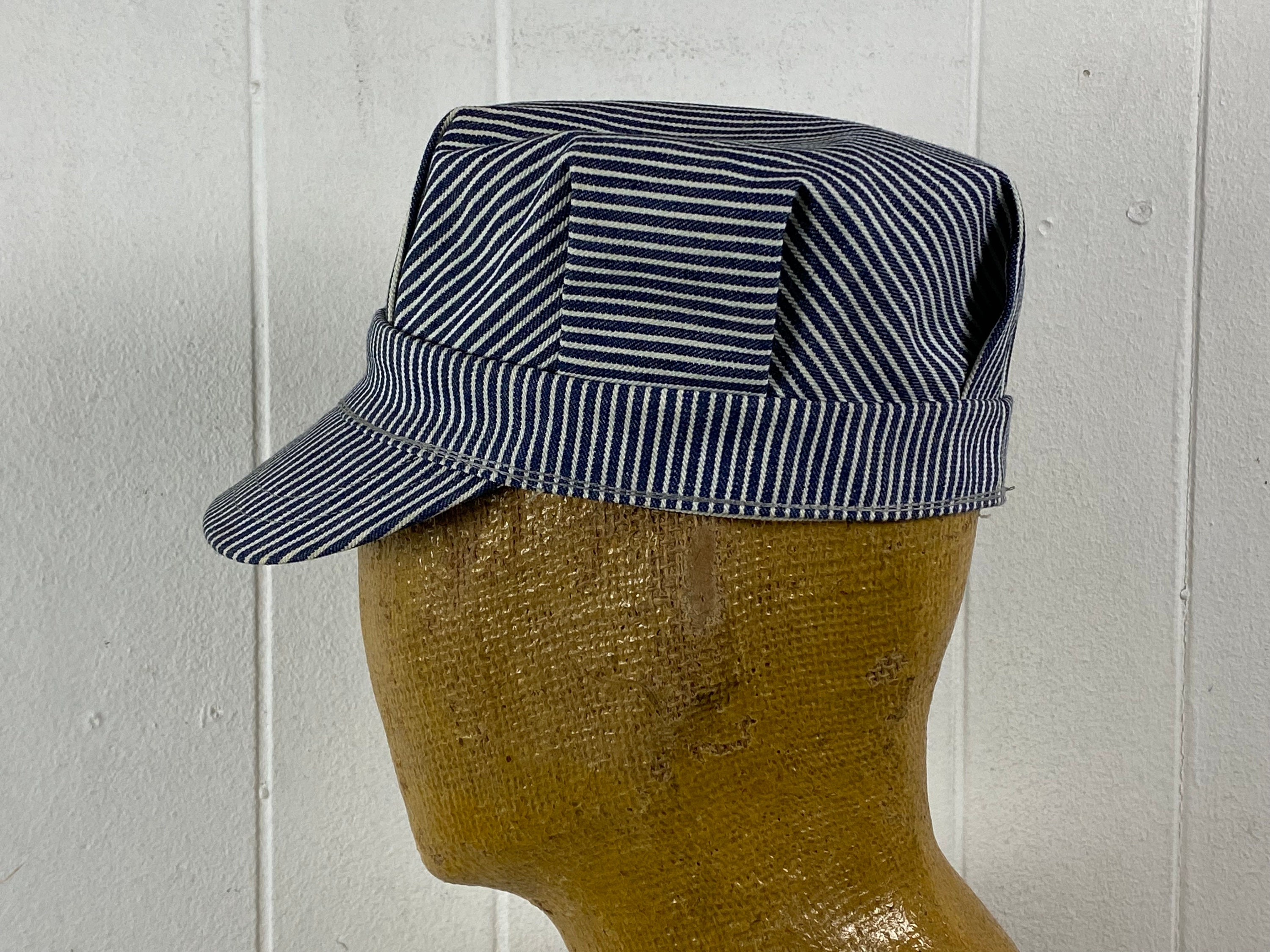 Vintage Hat, Size Large, Denim Hat, Engineer Cap, Vintage