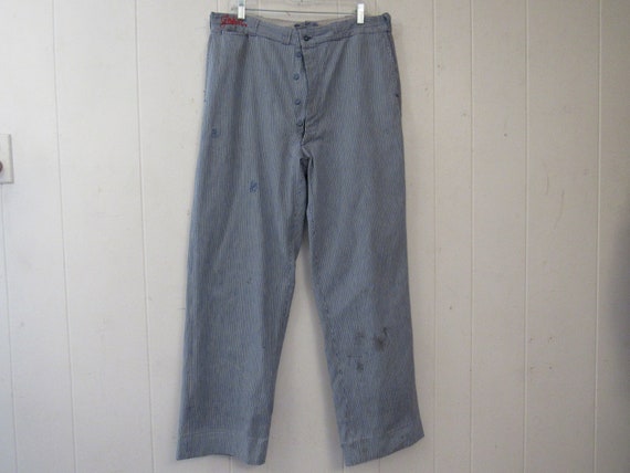 Vintage work pants, 1930s pants, striped denim pan