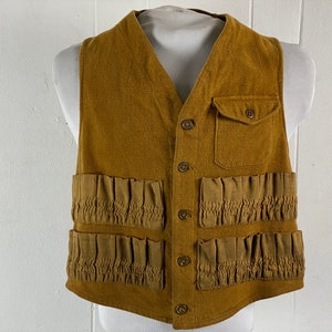 Vintage vest, size small, 1930s vest, Moleskin vest, hunting vest, shell vest, vintage moleskin, vintage hunting, vintage clothing