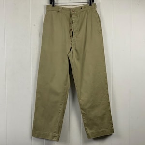 Vintage pants, size 31&quot; X 30.5&quot;, khaki pants, Army pants, 1950s pants, military pants, high waisted, Chino&#39;s, cotton pants, vintage clothing
