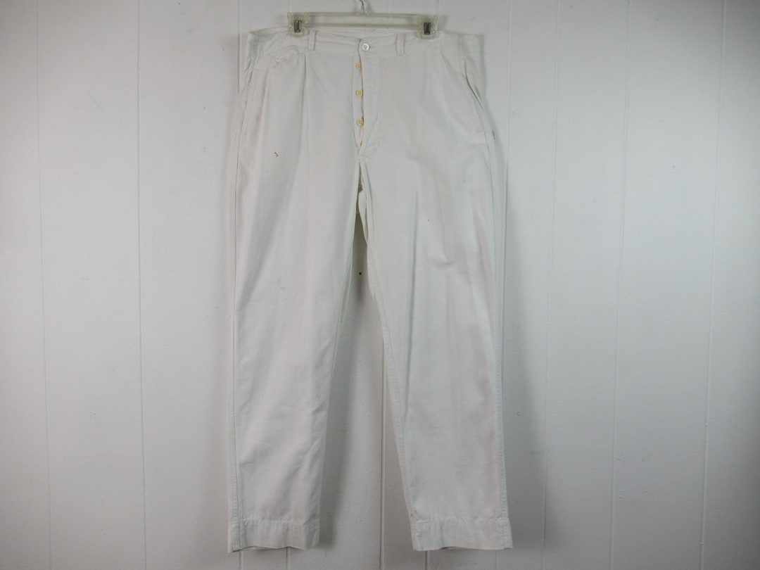 Vintage Work Pants, 1920s Work Pants, Cotton Pants, Button Fly, White ...