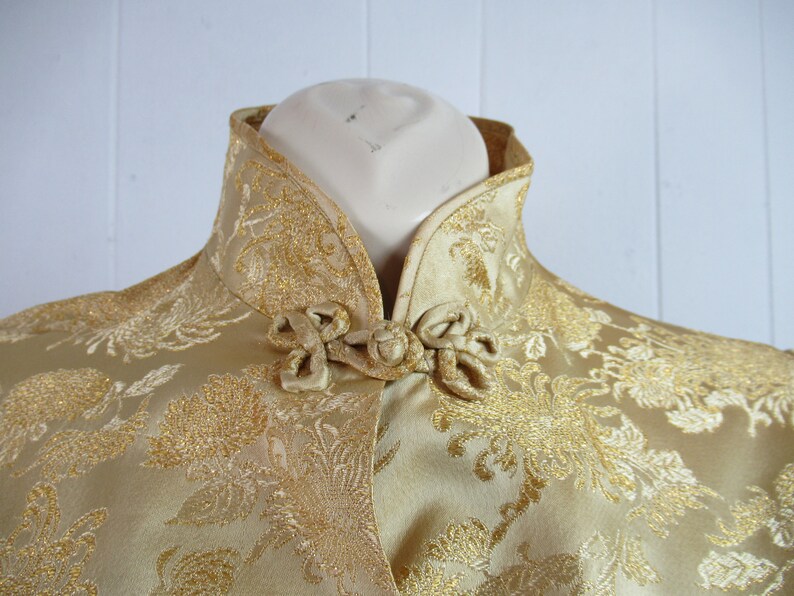 Vintage jacket, Asian jacket, silk brocade jacket, gold jacket, 1960s jacket, vintage clothing, size medium image 3