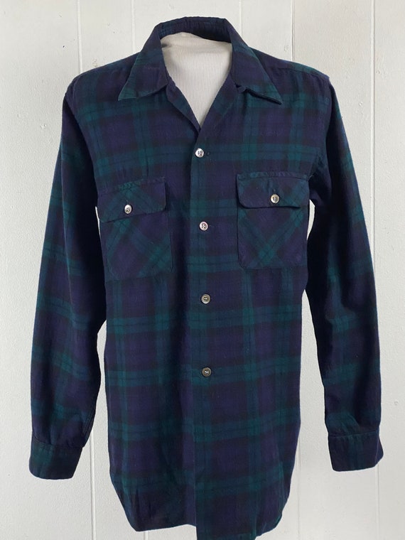 Vintage shirt, size medium, 1960s shirt, plaid shi