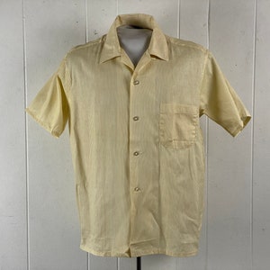 Vintage shirt, size medium, top button loop, Sears shirt, 1960s shirt, striped shirt, Rockabilly shirt, yellow shirt, vintage clothing, NOS