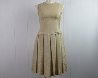 Vintage dress, 1960s dress, gold dress, metallic dress, mod dress, Young Whirl, vintage clothing, size small