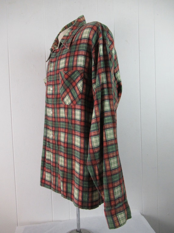 Vintage shirt, 1960s shirt, flannel shirt, plaid … - image 3