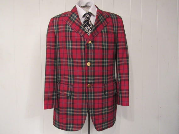 Vintage jacket, plaid jacket, plaid sportscoat, 19